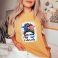 Colorado State Flag Sunglasses Mom Messy Bun Hair Girl Women's Oversized Comfort T-Shirt Mustard