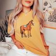 Cool Horse Farm Animal Roller Skating Women's Oversized Comfort T-Shirt Mustard