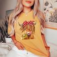 Cow Bandana Farm Animal Highland Cow Graphics Women's Oversized Comfort T-Shirt Mustard