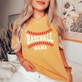 Cute Baseball Nana Laces Little League Grandma Women's Women's Oversized Comfort T-Shirt Mustard
