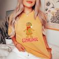 Cute Gingerbread Godmother Christmas Cookie Pajama Family Women's Oversized Comfort T-Shirt Mustard
