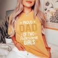 Dad Of 2 Girls Two Daughters Father's Day Women's Oversized Comfort T-Shirt Mustard