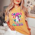 Daddy Of The Birthday Princess Girl Flossing Unicorn Daddy Women's Oversized Comfort T-Shirt Mustard