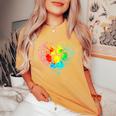 Dog Lover Mom Dad Colorful Heart Dog Paw Print Women's Oversized Comfort T-Shirt Mustard