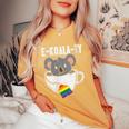Ekoalaty Rainbow Tea Gay Pride Equality Lgbt Animal Women's Oversized Comfort T-Shirt Mustard