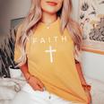 Faith Cross Minimalist Christian Faith Cross Women's Oversized Comfort T-Shirt Mustard