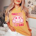Field Day Fun Day Field Trip Retro Groovy Teacher Student Women's Oversized Comfort T-Shirt Mustard