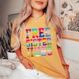 Free Sister Hugs Pride Month Rainbow Transgender Flag Lgbtq Women's Oversized Comfort T-Shirt Mustard