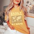 Geography Teacher Easily Distracted By Maps Women's Oversized Comfort T-Shirt Mustard