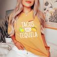 Tacos And Tequila Mexican Sombrero Women's Oversized Comfort T-Shirt Mustard