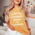 Whiskey Cigars Whiskey Steak & Freedom Women's Oversized Comfort T-Shirt Mustard