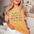 Funy Alphabet Abcs Animal Learning Kindergarten Teacher Women's Oversized Comfort T-Shirt Mustard