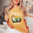 Gay The Pray Away Frog Rainbow Lgbt Gay Lesbian Pride Month Women's Oversized Comfort T-Shirt Mustard