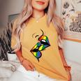 Gay Rainbow Lips Kissing Lgbt Flag Pride Month Women Women's Oversized Comfort T-Shirt Mustard