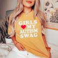 Girls Love My Autism Swag Autistic Boy Awareness Idea Women's Oversized Comfort T-Shirt Mustard