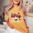 Goat Riding Red Truck Merry Christmas Farmer X-Mas Ugly Women's Oversized Comfort T-Shirt Mustard