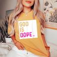 God Is Dope Purple Christian Faith Believe Women's Oversized Comfort T-Shirt Mustard