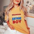 Grandma Of The Birthday Boy Costume Spider Web Birthday Women's Oversized Comfort T-Shirt Mustard