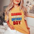 Grandma Of The Birthday Boy Matching Family Spider Web Women's Oversized Comfort T-Shirt Mustard