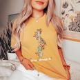 Grow Through It Floral Spine Positive Mental Health Warrior Women's Oversized Comfort T-Shirt Mustard