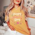 Happy Mother's Day Mommy Cute Floral For Mom Grandma Women's Oversized Comfort T-Shirt Mustard