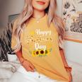 Happy Mother's Day Sunflower Floral Mom Mommy Grandma Womens Women's Oversized Comfort T-Shirt Mustard