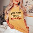 Home Plate Social Club Pitches Be Crazy Baseball Mom Womens Women's Oversized Comfort T-Shirt Mustard