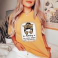 Honey Like A Normal Grandma Only More Awesome Messy Bun Women's Oversized Comfort T-Shirt Mustard