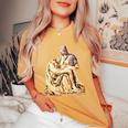 Italian Sculptor Michelangelo Pieta Statue Jesus Mother Mary Women's Oversized Comfort T-Shirt Mustard