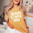 Jesus Loves You Religious Christian Faith Women's Oversized Comfort T-Shirt Mustard