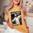 Jesus Raves Deejay Meme Jesus Dj Christian Women's Oversized Comfort T-Shirt Mustard