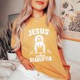Jesus The Ultimate Deadlifter Christian Weightlifting Women's Oversized Comfort T-Shirt Mustard