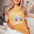 Just A Girl Who Delivers Postwoman Mail Truck Driver Women's Oversized Comfort T-Shirt Mustard