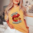 Kitten Nuggets Fried Chicken Lover Foodie Cute Cat Women's Oversized Comfort T-Shirt Mustard