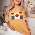 Lgbt Gay Pride Rainbow Canadian Flag Women's Oversized Comfort T-Shirt Mustard