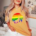 Lgbt Gay Pride Rainbow Flag Music Turntable Wolf Women's Oversized Comfort T-Shirt Mustard