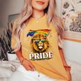 Lgbt Lion Gay Pride Lgbtq Rainbow Flag Sunglasses Women's Oversized Comfort T-Shirt Mustard