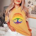 Lgbt Pride Month Tree Life Rainbow Gay Lesbian Women's Oversized Comfort T-Shirt Mustard