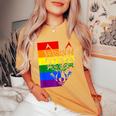 Lgbtq Rainbow Flag Tribal Wolf Pride Month Equal Women's Oversized Comfort T-Shirt Mustard