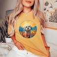 Lhasa Apso Puppy Dog Cute Flower Mountain Sunset Colorful Women's Oversized Comfort T-Shirt Mustard