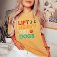 Lift Heavy Pet Dogs Gym Workout Pet Lover Canine Women Women's Oversized Comfort T-Shirt Mustard