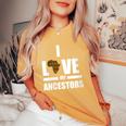 I Love My Ancestors Kente Pattern African Style Women's Oversized Comfort T-Shirt Mustard