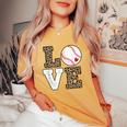 Love Baseball Girls Baseball Lover Women's Oversized Comfort T-Shirt Mustard