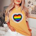 Love Is Love Gay Pride Progress Pride Rainbow Heart Lgbtq Women's Oversized Comfort T-Shirt Mustard