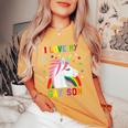 I Love My Gay Son Unicorn Rainbow Parent Of Gay Child Women's Oversized Comfort T-Shirt Mustard