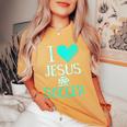 I Love Jesus And Soccer Christian Futbal Goalie Women's Oversized Comfort T-Shirt Mustard