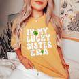 In My Lucky Sister Era Groovy Sister St Patrick's Day Women's Oversized Comfort T-Shirt Mustard