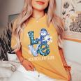 Lunch Lady Love Snowman Xmas Winter Season Christmas Women's Oversized Comfort T-Shirt Mustard