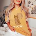 Meowl Cat Owl With Tree And Full Moon Women's Oversized Comfort T-Shirt Mustard