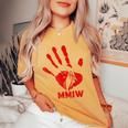 Mmiw Missing Murdered Indigenous Sisters Red Handprint Women's Oversized Comfort T-Shirt Mustard